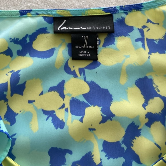 Lane Bryant | 16 teal blue and lime blouse - Picture 2 of 3